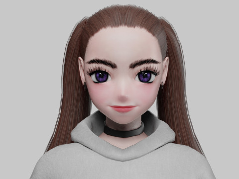 Anime cute girl V23094 Modèle 3D