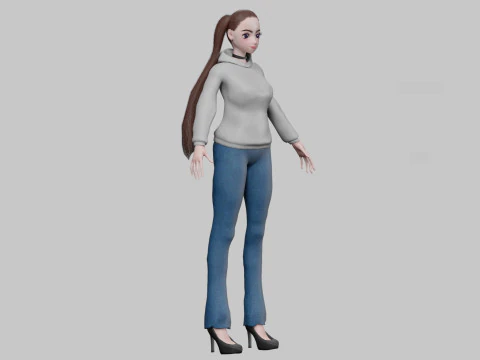 Anime cute girl V23094 3D Model