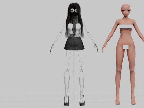 Anime stylized girl V24189 3D Model