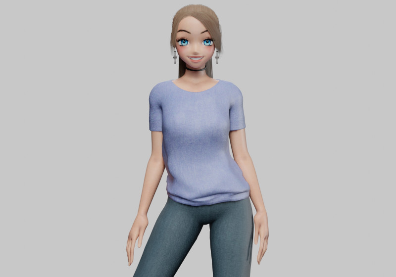 Anime Young girl V22628 Model 3D .c4d .max .obj .3ds .fbx .stl .blend 