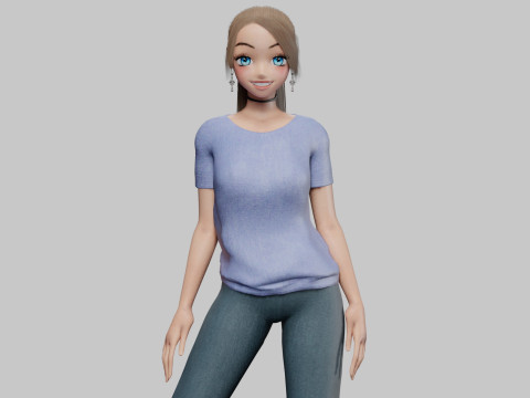 Anime Young girl V22628 3D Модель