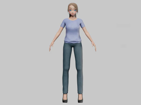 Anime Young girl V22628 3D Model