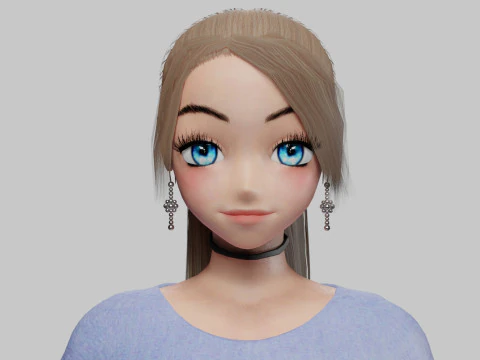 Anime Young girl V22628 3D Model
