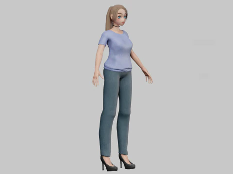 Anime Young girl V22628 3D Model