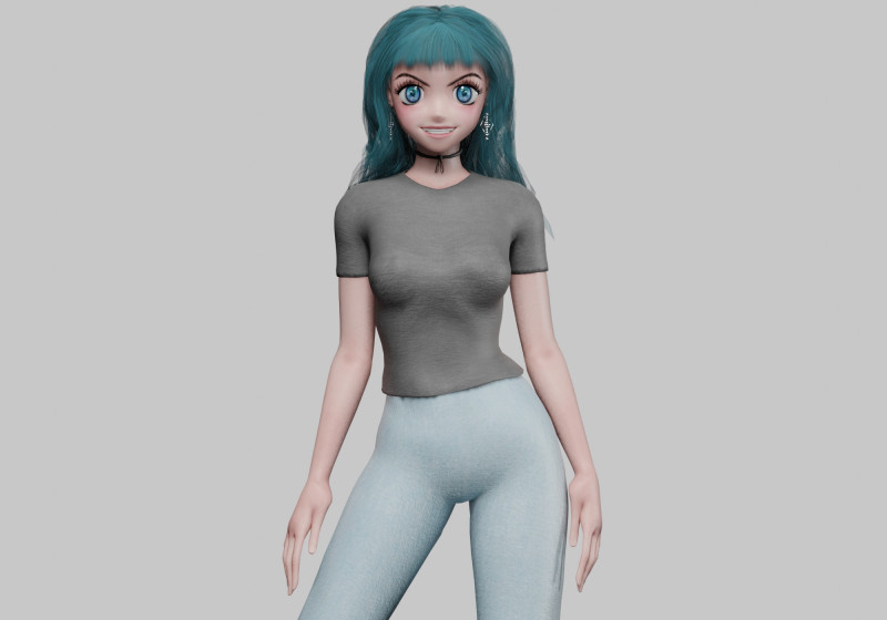 Basic anime girl V33514 3D-Modell .c4d .max .obj .3ds .fbx .stl .blend 