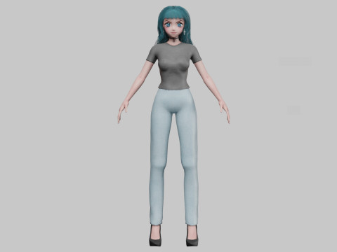 Basic anime girl V33514 3D-Modell