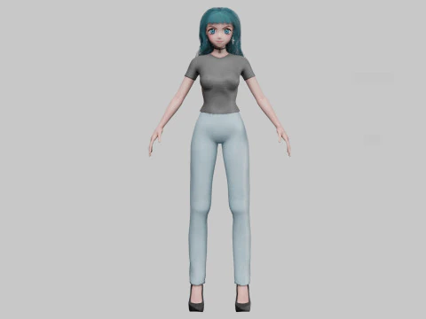 Basic anime girl V33514 3D Model