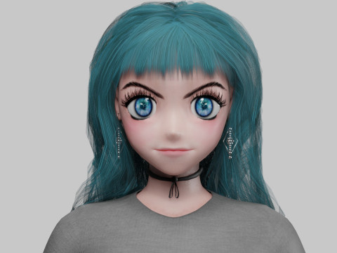 Basic anime girl V33514 3D-Modell