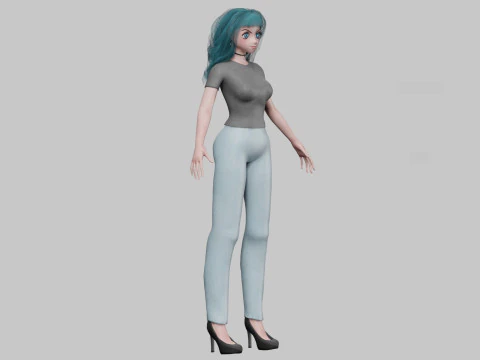 Basic anime girl V33514 3D Model