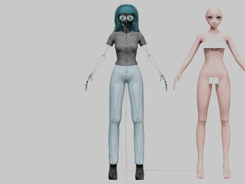 Basic anime girl V33514 3D Model