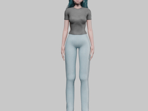 Basic anime girl V33514 3D-Modell
