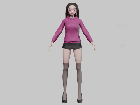 Basic classic girl V37035 3D Model
