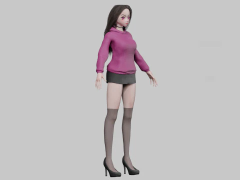Basic classic girl V37035 3D Model