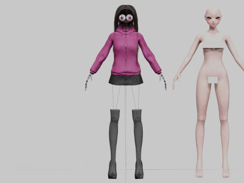 Basic classic girl V37035 3D Model
