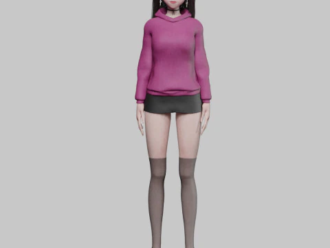 Basic classic girl V37035 3D Model