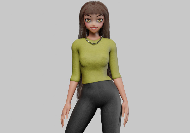 Basic cool girl V36222 3D Model .c4d .max .obj .3ds .fbx .stl .blend 