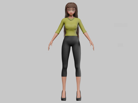 Basic cool girl V36222 3D Model