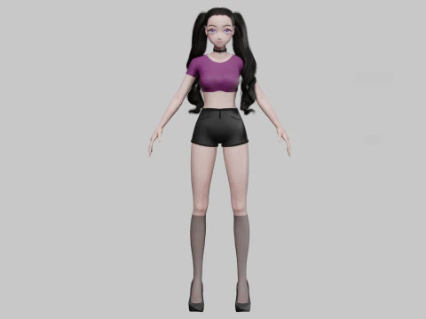 Basic cute girl V33111 3D Model