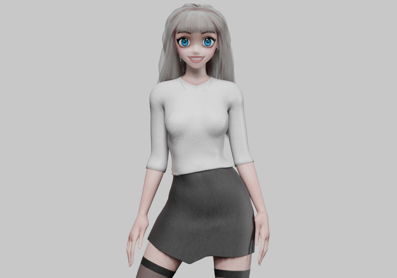 Basic sweet girl V33808 3D Model .c4d .max .obj .3ds .fbx .stl .blend 