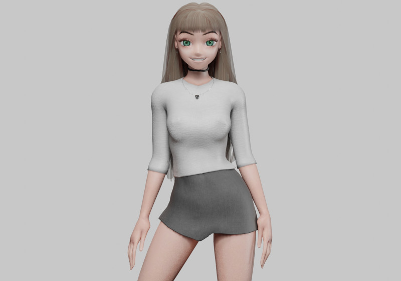 Beautiful anime girl V32172 3D Model .c4d .max .obj .3ds .fbx .stl .blend 