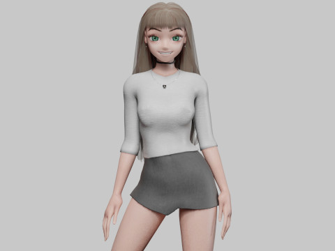 Beautiful anime girl V32172 3D Модель