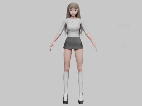 Beautiful anime girl V32172 3D Model