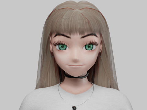 Beautiful anime girl V32172 3D Model