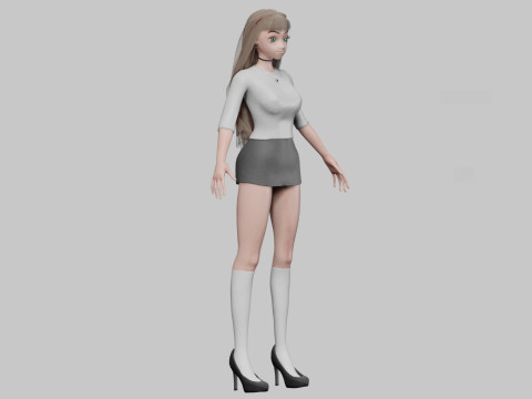 Beautiful anime girl V32172 3D Model