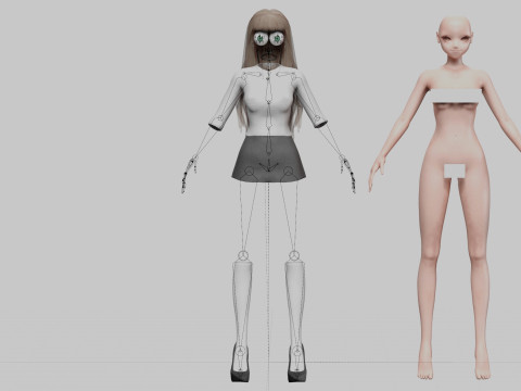 Beautiful anime girl V32172 3D Model