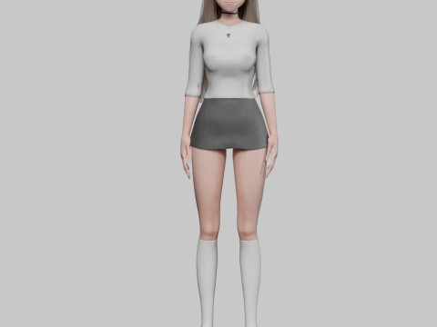 Beautiful anime girl V32172 3D Model