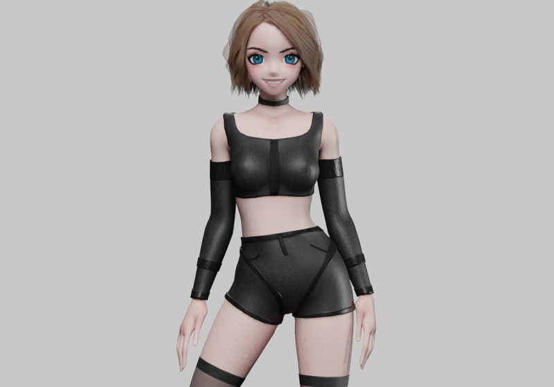 Cartoon anime girl V32993 3D Model .c4d .max .obj .3ds .fbx .stl .blend 