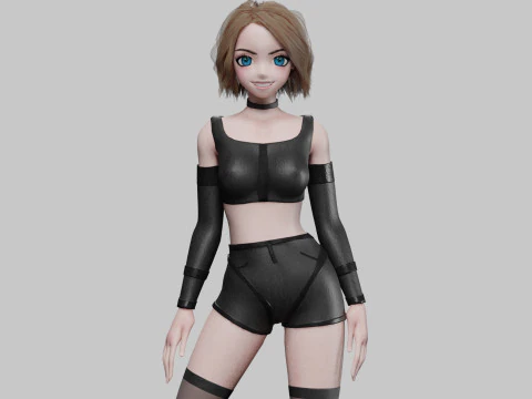 漫画アニメの女の子 V32993 3Dモデル