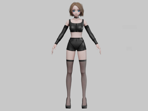 Cartoon anime girl V32993 3D Model