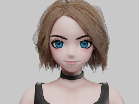 Cartoon anime girl V32993 3D Model