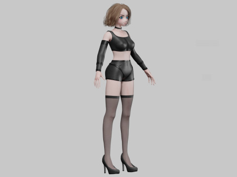 Cartoon anime girl V32993 3D Model