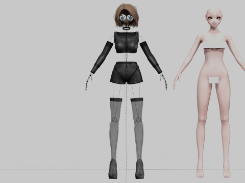 Cartoon anime girl V32993 3D Model