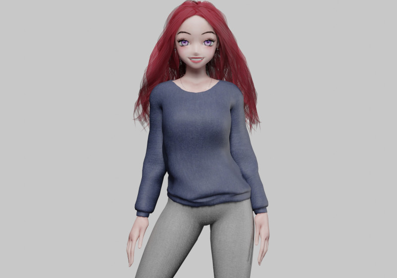 Cartoon cute girl V32995 3Dモデル .c4d .max .obj .3ds .fbx .stl .blend 