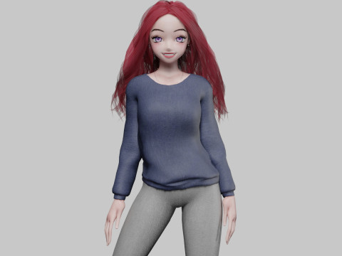 Cartoon cute girl V32995 3D-Modell