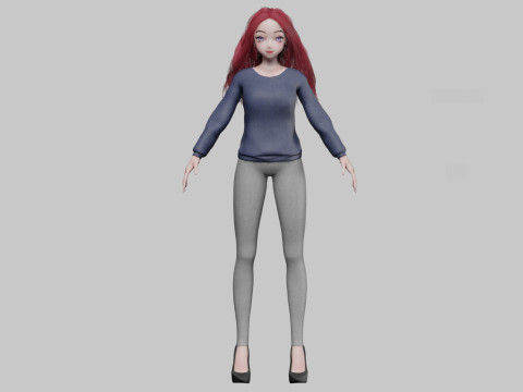 Cartoon cute girl V32995 3Dモデル