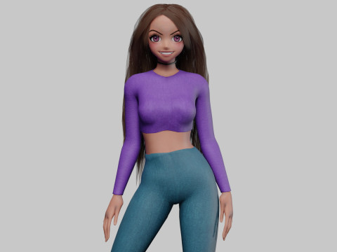 Classic anime girl V32325 3D Model