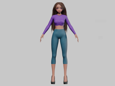 Classic anime girl V32325 Modèle 3D