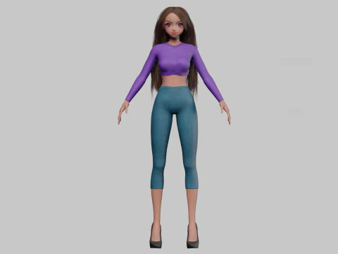 Classic anime girl V32325 3D Model