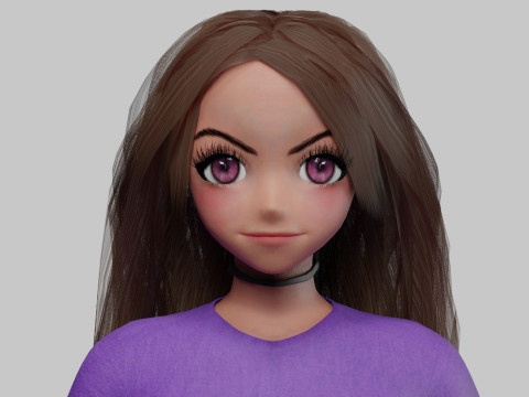 Classic anime girl V32325 Modèle 3D