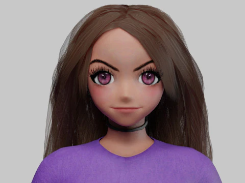 Classic anime girl V32325 3D Model