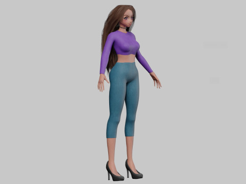 Classic anime girl V32325 Modèle 3D