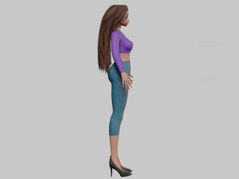 Classic anime girl V32325 3D Model