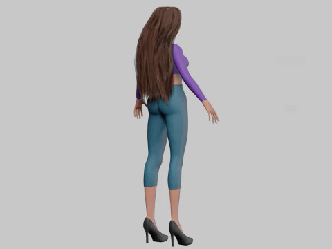 Classic anime girl V32325 3D Model