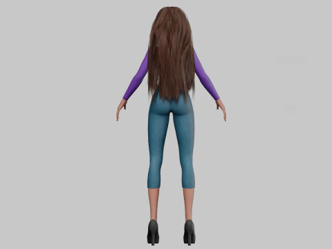 Classic anime girl V32325 3D Model