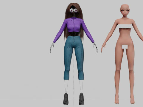 Classic anime girl V32325 3D Model