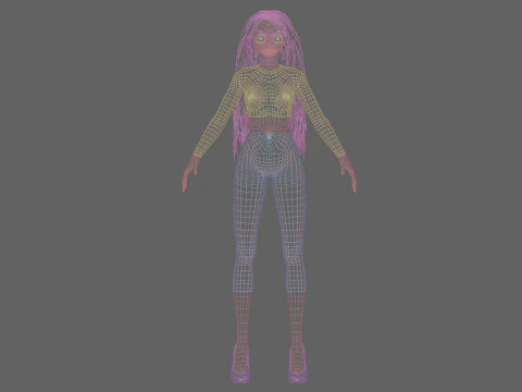 Classic anime girl V32325 3D Model